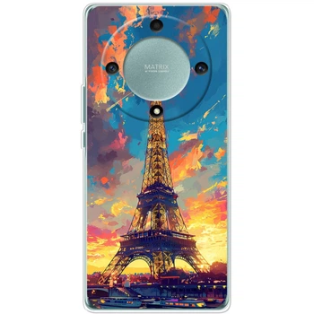 Силиконовый Чехол с Картинкой для Huawei Honor Magic 5 Lite 5G Принт (Париж, Эйфелева Башня) (49512-ysm038)
