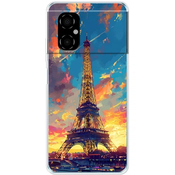 Силиконовый Чехол с Картинкой для Xiaomi Poco M4 5G Принт (Париж, Эйфелева Башня) (50709-ysm038)