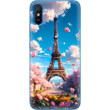 Силиконовый Чехол с Картинкой для Xiaomi Redmi 9A Принт (Париж, Эйфелева Башня) (40304-ysm035)