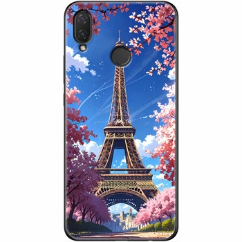 Силиконовый Чехол с Картинкой для Huawei P Smart Plus Принт (Париж, Эйфелева Башня) (34912-ysm036)