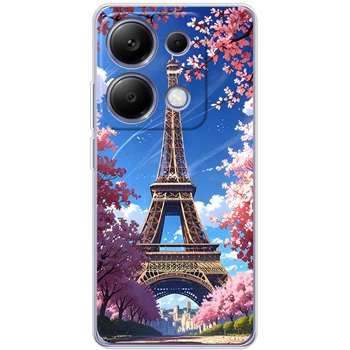 Силиконовый Чехол с Картинкой для Xiaomi Poco M6 Pro Принт (Париж, Эйфелева Башня) (55298-ysm036)