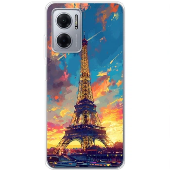 Силиконовый Чехол с Картинкой для Xiaomi Redmi Note 11E Принт (Париж, Эйфелева Башня) (45223-ysm038)