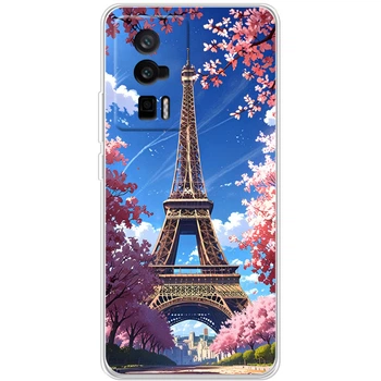 Силиконовый Чехол с Картинкой для Xiaomi Poco F5 Pro Принт (Париж, Эйфелева Башня) (47676-ysm036)