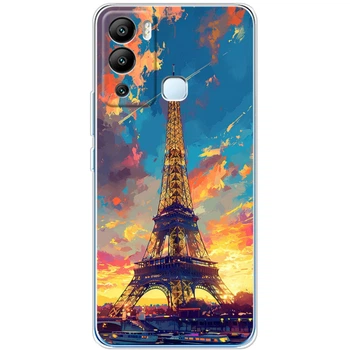 Силиконовый Чехол с Картинкой для Infinix Hot 12i Принт (Париж, Эйфелева Башня) (45087-ysm038)