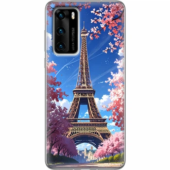 Силиконовый Чехол с Картинкой для Huawei P40 Принт (Париж, Эйфелева Башня) (39746-ysm036)