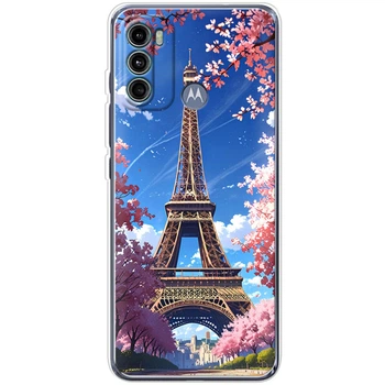 Силиконовый Чехол с Картинкой для Motorola G60 Принт (Париж, Эйфелева Башня) (44564-ysm036)
