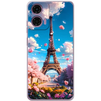 Силиконовый Чехол с Картинкой для Motorola G04 Принт (Париж, Эйфелева Башня) (55787-ysm035)