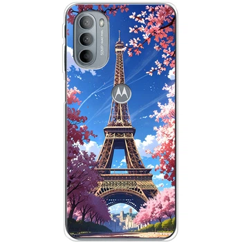Силиконовый Чехол с Картинкой для Motorola G31 Принт (Париж, Эйфелева Башня) (44890-ysm036)