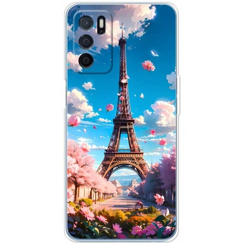 Силиконовый Чехол с Картинкой для OPPO A16 Принт (Париж, Эйфелева Башня) (44571-ysm035)