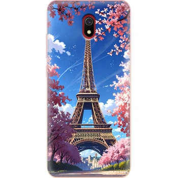 Силиконовый Чехол с Картинкой для Xiaomi Redmi 8A Принт (Париж, Эйфелева Башня) (38341-ysm036)