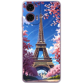 Силиконовый Чехол с Картинкой для Motorola G24 Power Принт (Париж, Эйфелева Башня) (55776-ysm036)