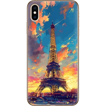 Силиконовый Чехол с Картинкой для iPhone XS Max Принт (Париж, Эйфелева Башня) (35321-ysm038)