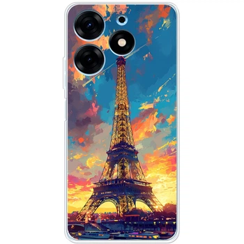 Силиконовый Чехол с Картинкой для Tecno Spark 10 Pro Принт (Париж, Эйфелева Башня) (47581-ysm038)