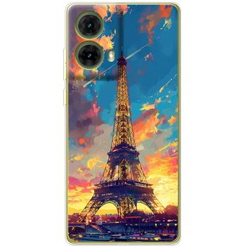 Силиконовый Чехол с Картинкой для Motorola G85 Принт (Париж, Эйфелева Башня) (57970-ysm038)