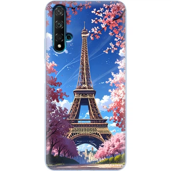 Силиконовый Чехол с Картинкой для Huawei Nova 5T Принт (Париж, Эйфелева Башня) (38617-ysm036)