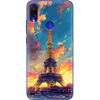 Силиконовый Чехол с Картинкой для Xiaomi Redmi Note 7 Принт (Париж, Эйфелева Башня) (36202-ysm038)