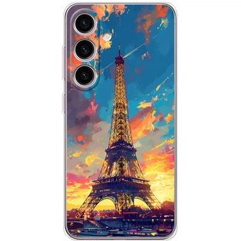 Силиконовый Чехол с Картинкой для Samsung Galaxy S24 Принт (Париж, Эйфелева Башня) (50953-ysm038)