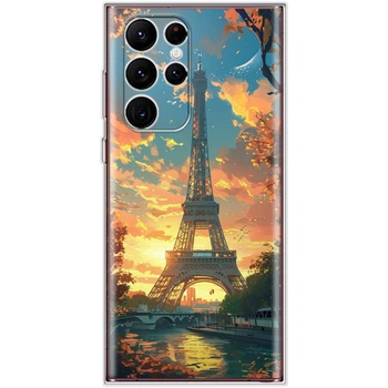 Силиконовый Чехол с Картинкой для Samsung Galaxy S22 Ultra (S908) Принт (Париж, Эйфелева Башня) (44181-ysm037)