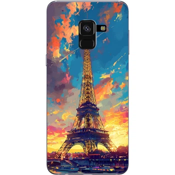 Силиконовый Чехол с Картинкой для Samsung Galaxy A8 2018 (A530) Принт (Париж, Эйфелева Башня) (32657-ysm038)