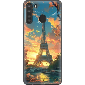 Силиконовый Чехол с Картинкой для Samsung Galaxy A21 (A215) Принт (Париж, Эйфелева Башня) (39760-ysm037)