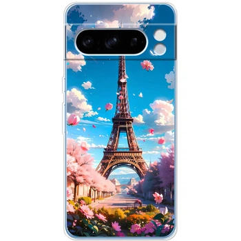 Силиконовый Чехол с Картинкой для Google Pixel 8 Pro Принт (Париж, Эйфелева Башня) (50548-ysm035)