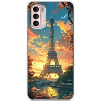 Силиконовый Чехол с Картинкой для Motorola G41 Принт (Париж, Эйфелева Башня) (45551-ysm037)