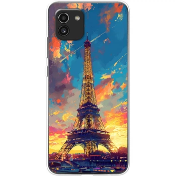 Силиконовый Чехол с Картинкой для Samsung Galaxy A03 (A035) Принт (Париж, Эйфелева Башня) (44031-ysm038)