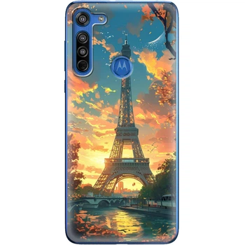 Силиконовый Чехол с Картинкой для Motorola G8 Принт (Париж, Эйфелева Башня) (40952-ysm037)
