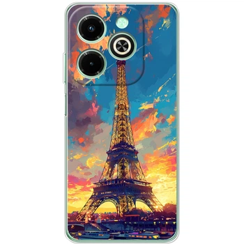 Силиконовый Чехол с Картинкой для Infinix Hot 40i Принт (Париж, Эйфелева Башня) (55315-ysm038)