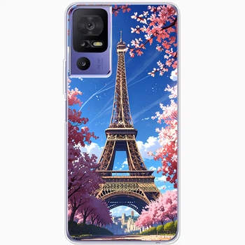 Силиконовый Чехол с Картинкой для TCL 40 SE Принт (Париж, Эйфелева Башня) (56083-ysm036)
