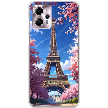 Силиконовый Чехол с Картинкой для Motorola G13 Принт (Париж, Эйфелева Башня) (45900-ysm036)