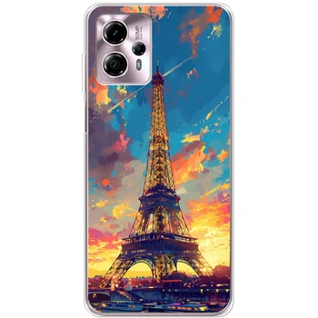 Силиконовый Чехол с Картинкой для Motorola G13 Принт (Париж, Эйфелева Башня) (45900-ysm038)