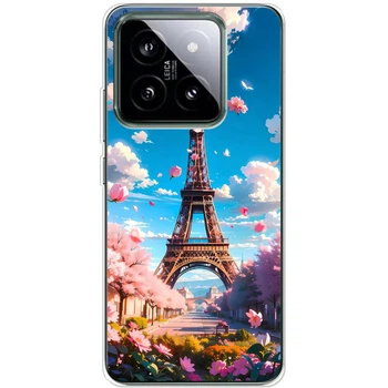 Силиконовый Чехол с Картинкой для Xiaomi 14 Pro Принт (Париж, Эйфелева Башня) (50957-ysm035)