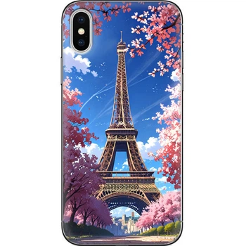 Силиконовый Чехол с Картинкой для IPhone X Принт (Париж, Эйфелева Башня) (32139-ysm036)