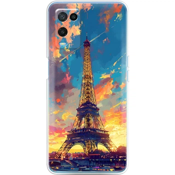 Силиконовый Чехол с Картинкой для OPPO A54 Принт (Париж, Эйфелева Башня) (42795-ysm038)