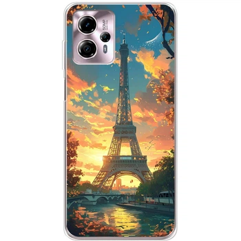 Силиконовый Чехол с Картинкой для Motorola G13 Принт (Париж, Эйфелева Башня) (45900-ysm037)