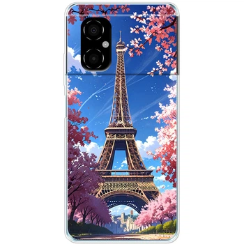 Силиконовый Чехол с Картинкой для Xiaomi Poco M4 5G Принт (Париж, Эйфелева Башня) (50709-ysm036)