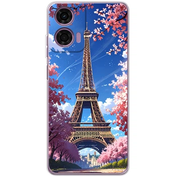 Силиконовый Чехол с Картинкой для Motorola G04 Принт (Париж, Эйфелева Башня) (55787-ysm036)