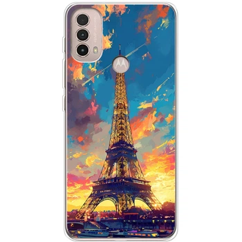 Силиконовый Чехол с Картинкой для Motorola E40 Принт (Париж, Эйфелева Башня) (44889-ysm038)