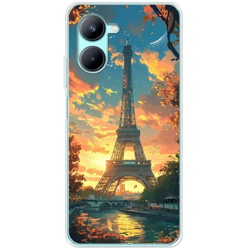 Силиконовый Чехол с Картинкой для Realme C33 Принт (Париж, Эйфелева Башня) (45371-ysm037)