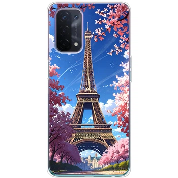 Силиконовый Чехол с Картинкой для OPPO A54 5G Принт (Париж, Эйфелева Башня) (46065-ysm036)
