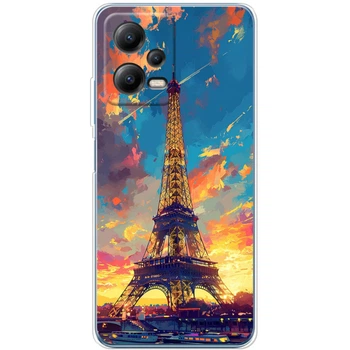 Силиконовый Чехол с Картинкой для Xiaomi Poco X5 5G Принт (Париж, Эйфелева Башня) (45854-ysm038)