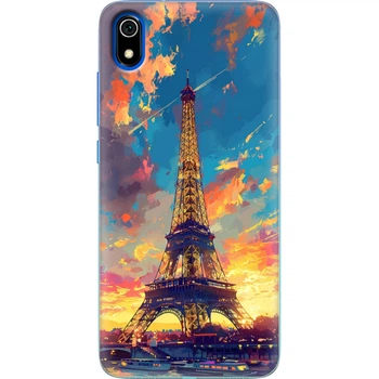 Силиконовый Чехол с Картинкой для Xiaomi Redmi 7A Принт (Париж, Эйфелева Башня) (37400-ysm038)