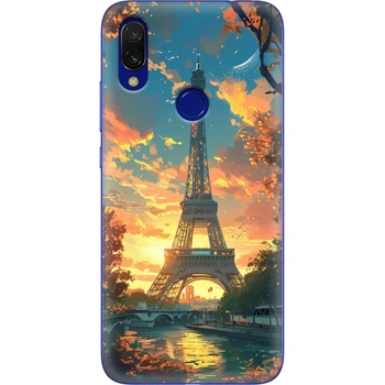 Силиконовый Чехол с Картинкой для Xiaomi Redmi 7 Принт (Париж, Эйфелева Башня) (36506-ysm037)