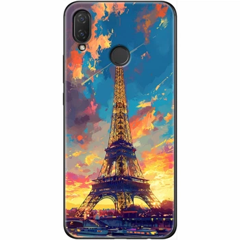 Силиконовый Чехол с Картинкой для Huawei P Smart Plus Принт (Париж, Эйфелева Башня) (34912-ysm038)