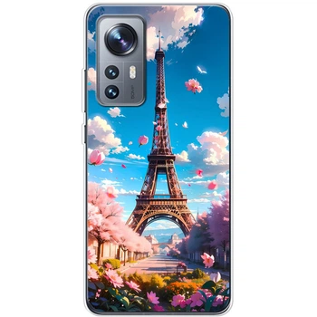 Силиконовый Чехол с Картинкой для Xiaomi 12 Принт (Париж, Эйфелева Башня) (44529-ysm035)
