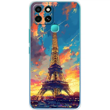 Силиконовый Чехол с Картинкой для Infinix Smart 6 Принт (Париж, Эйфелева Башня) (45089-ysm038)