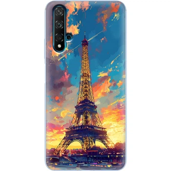 Силиконовый Чехол с Картинкой для Huawei Nova 5T Принт (Париж, Эйфелева Башня) (38617-ysm038)