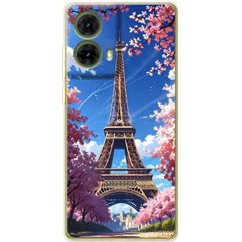 Силиконовый Чехол с Картинкой для Motorola G85 Принт (Париж, Эйфелева Башня) (57970-ysm036)