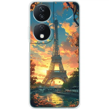 Силиконовый Чехол с Картинкой для Huawei Honor X7b Принт (Париж, Эйфелева Башня) (55406-ysm037)